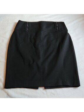 Express Clothing Fitted, Office, Women's Black Skirt, Size 8 with Hip Detail